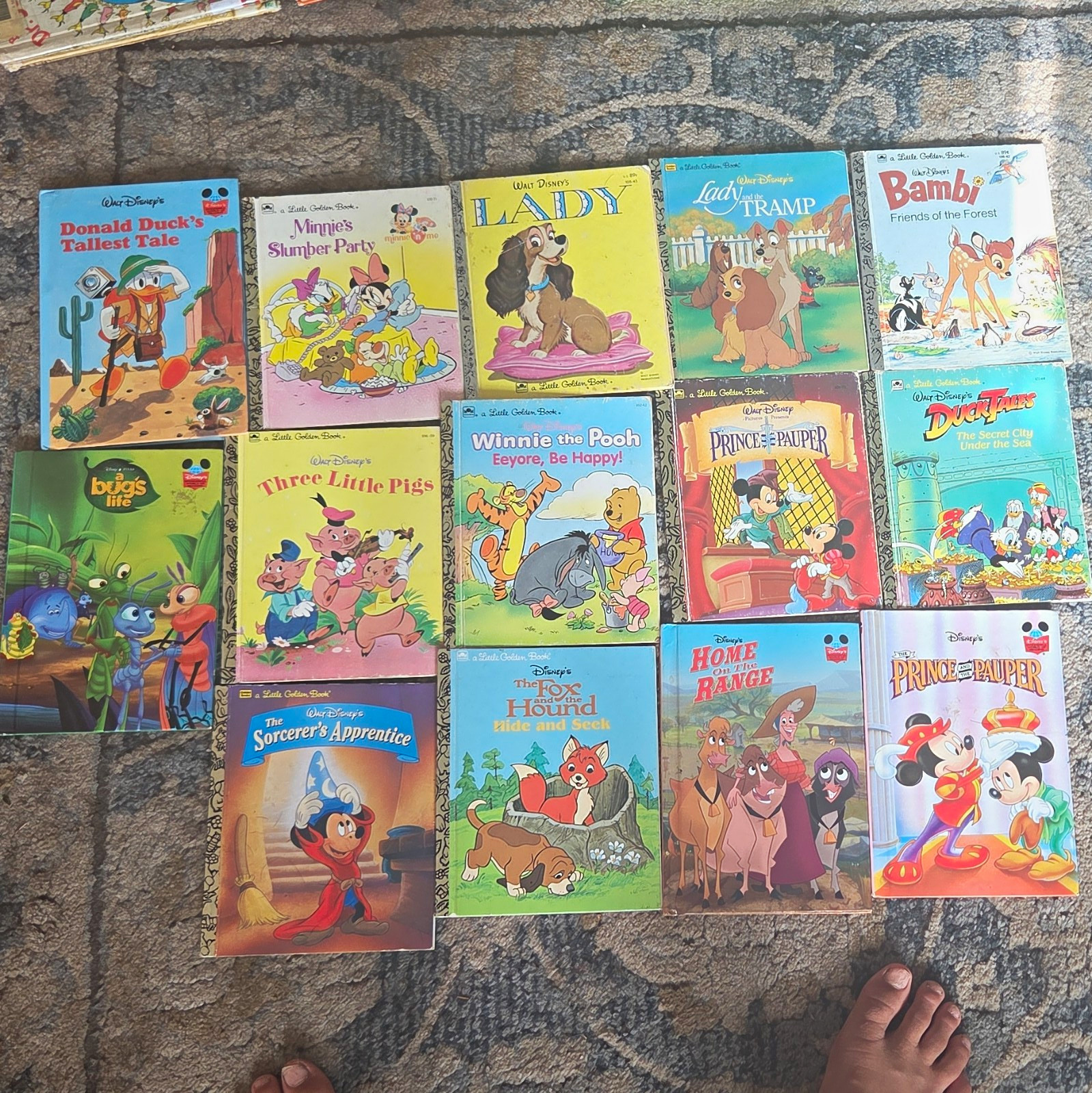 Disney Little Golden Books Lot Donald Duck Minnie Pooh Lady & the Tramp Bambi