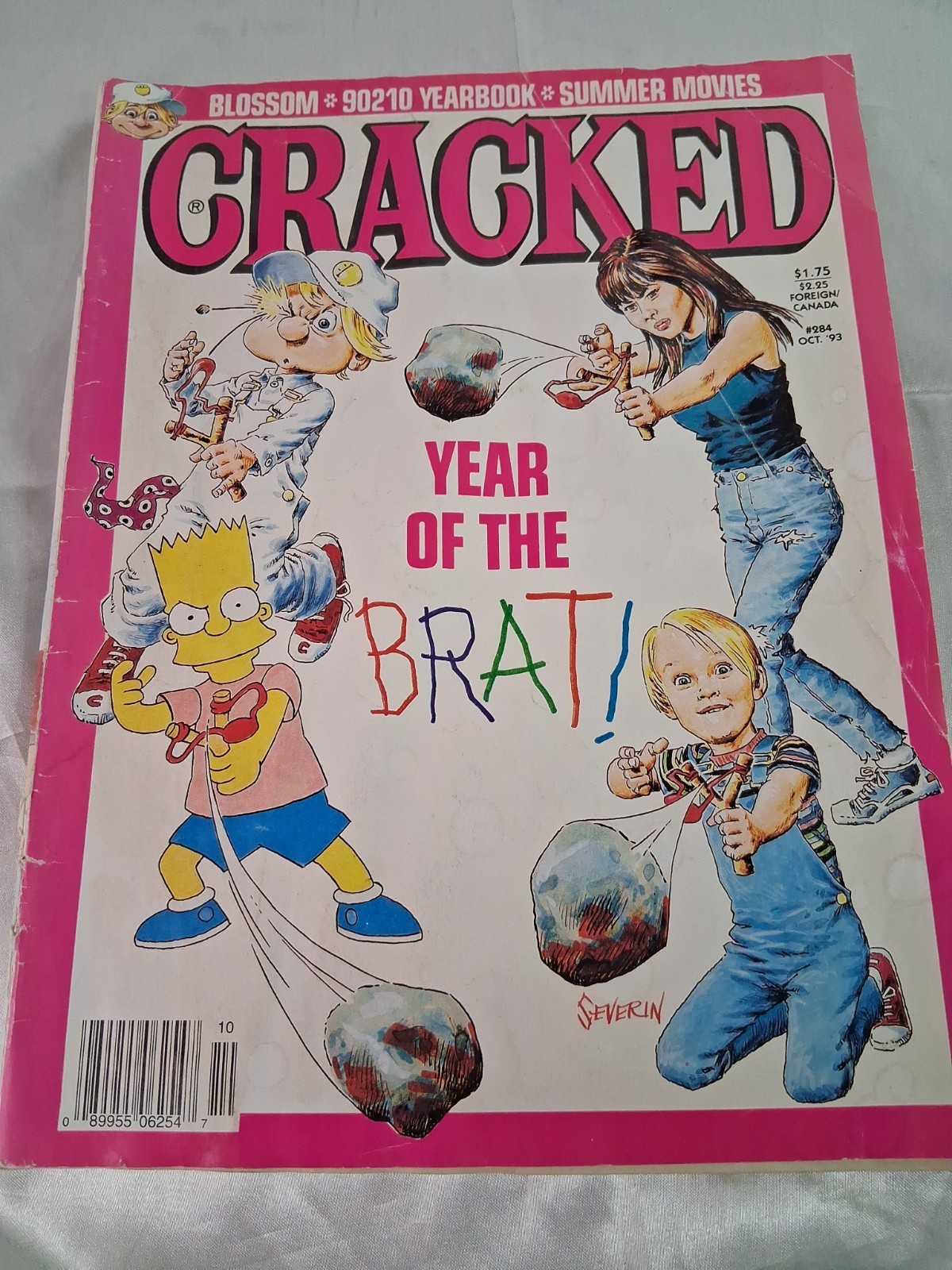 Vintage Oct. \'93 Cracked Comic Magazine #284 Bart Simpson Nolan Ryan