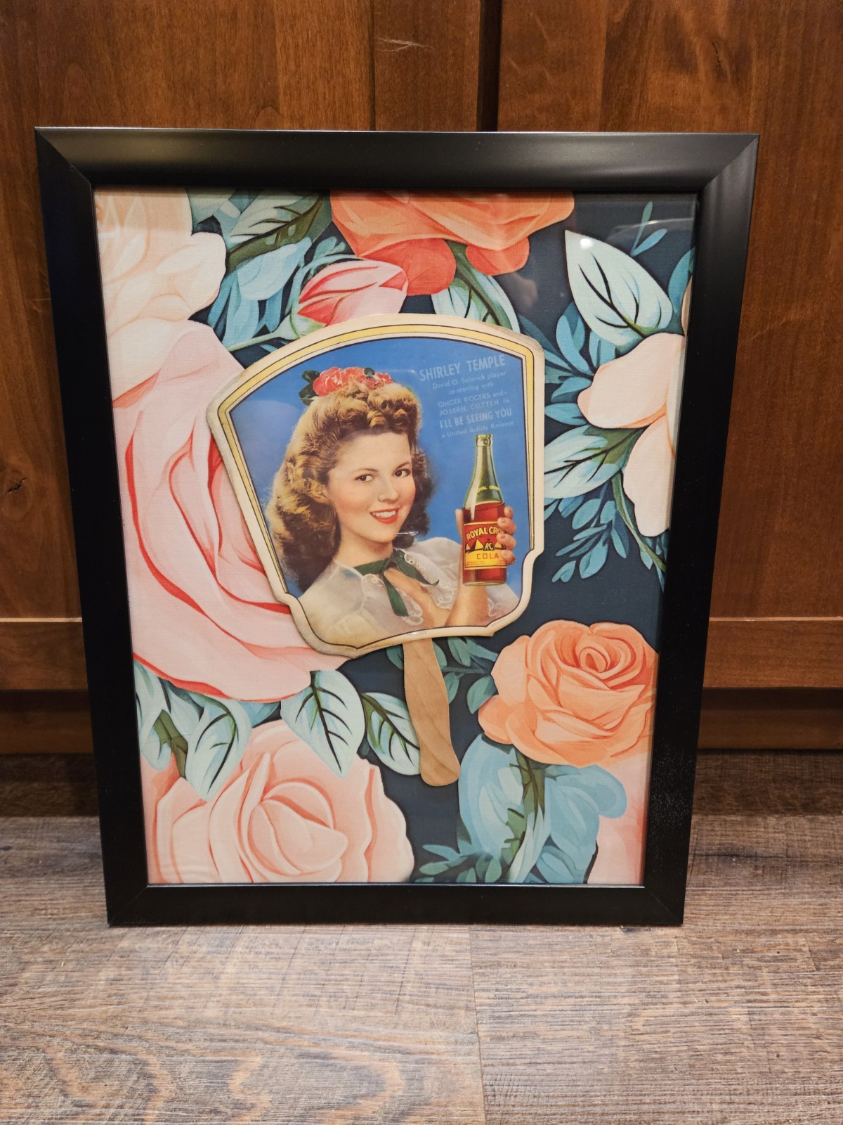 1940s Shirley Temple Royal Crown Cola Advertising Fan – Framed Vintage Display