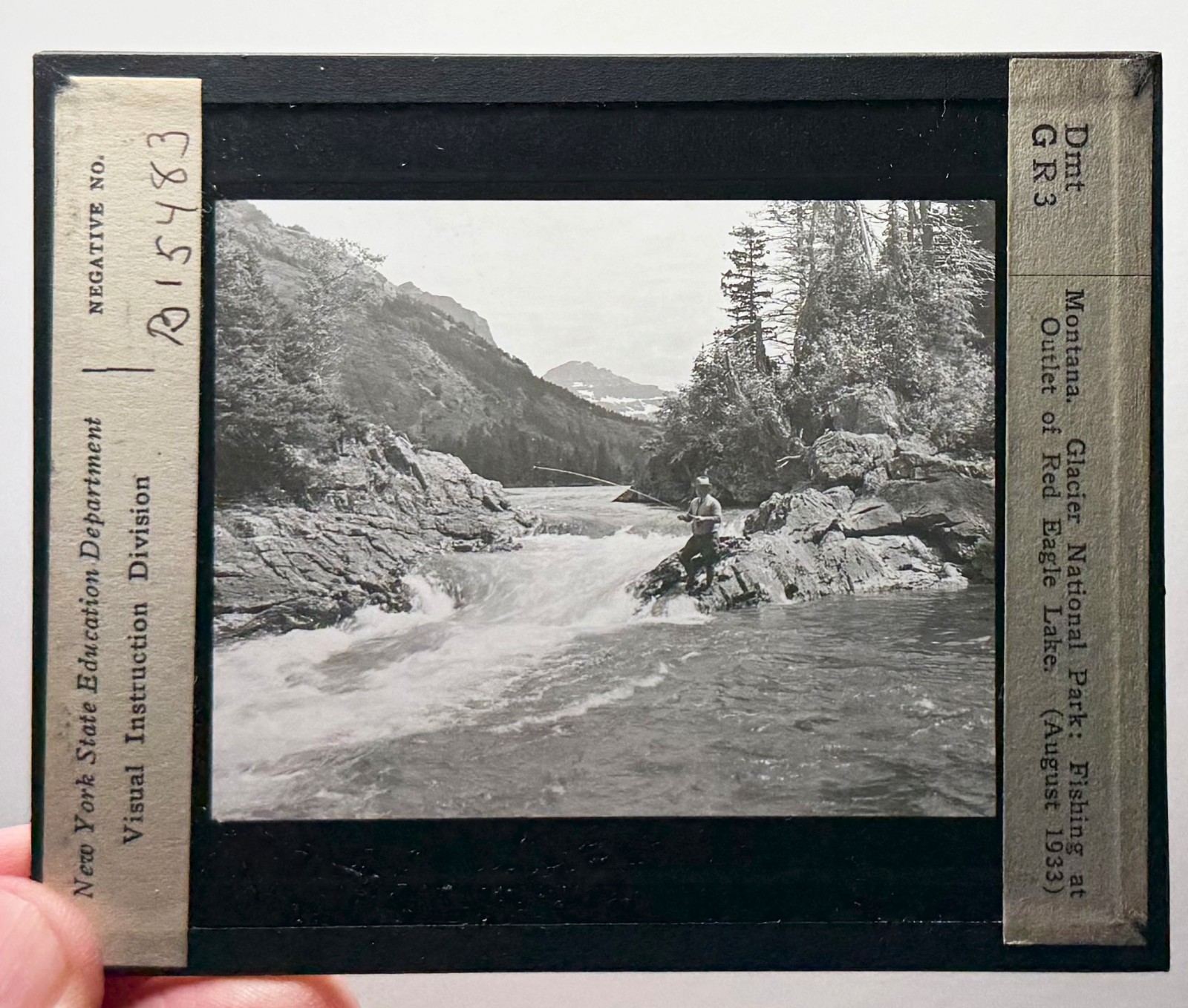 Montana GNP Red Eagle Lake outlet fishing magic  lantern GLASS SLIDE