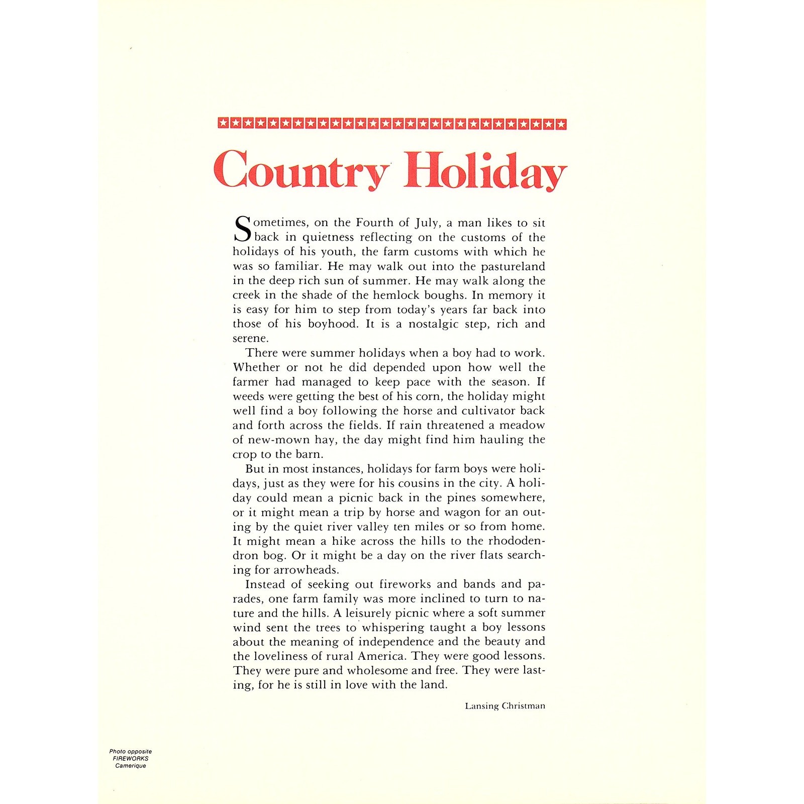 Country Holiday Lansing Christman 1980s Poem Retro Kitsch Wall Art SE12