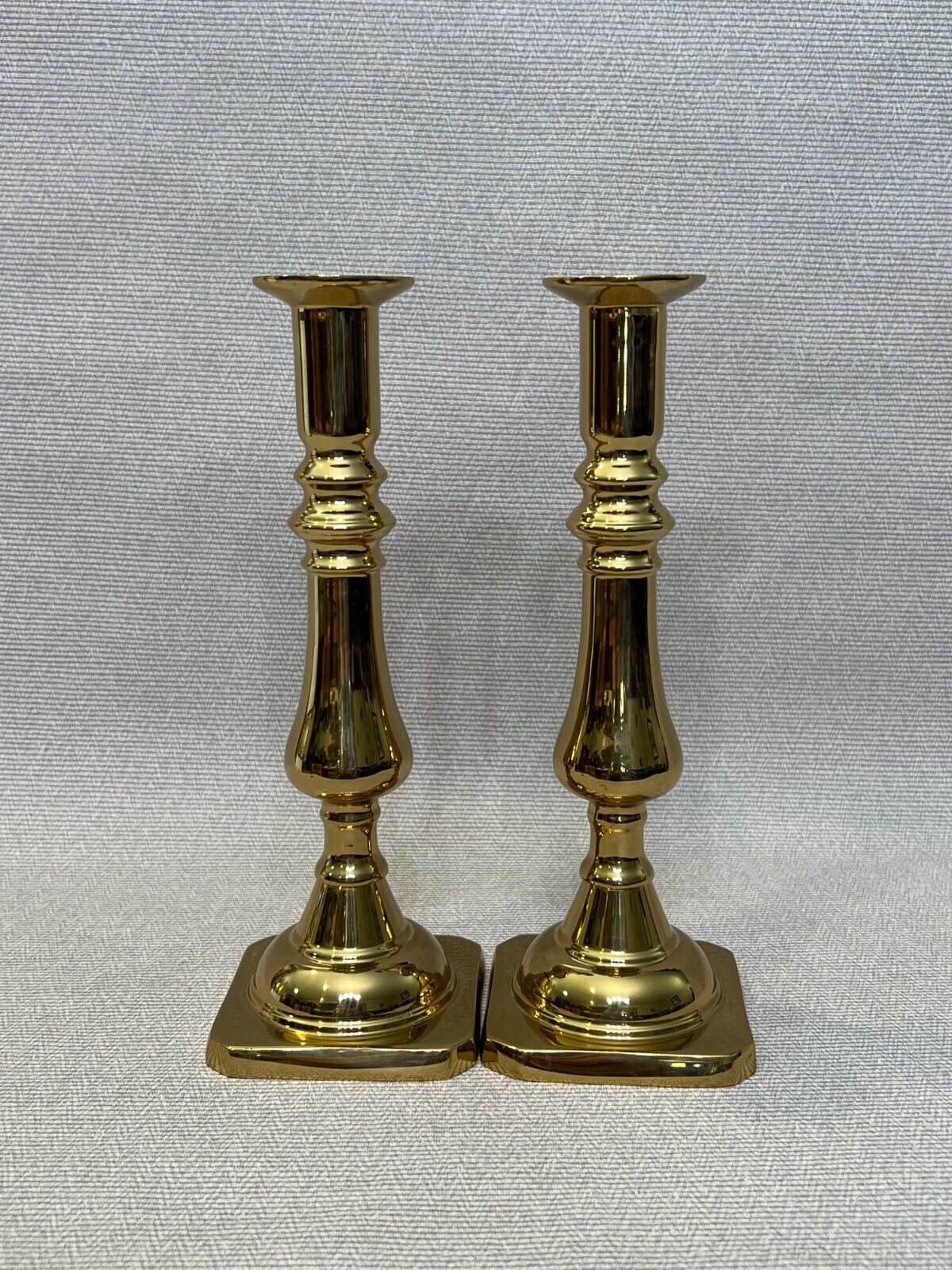 Vintage Pair Harvin Virginia Metalcrafters Brass Candlesticks,#3001, 9” Tall
