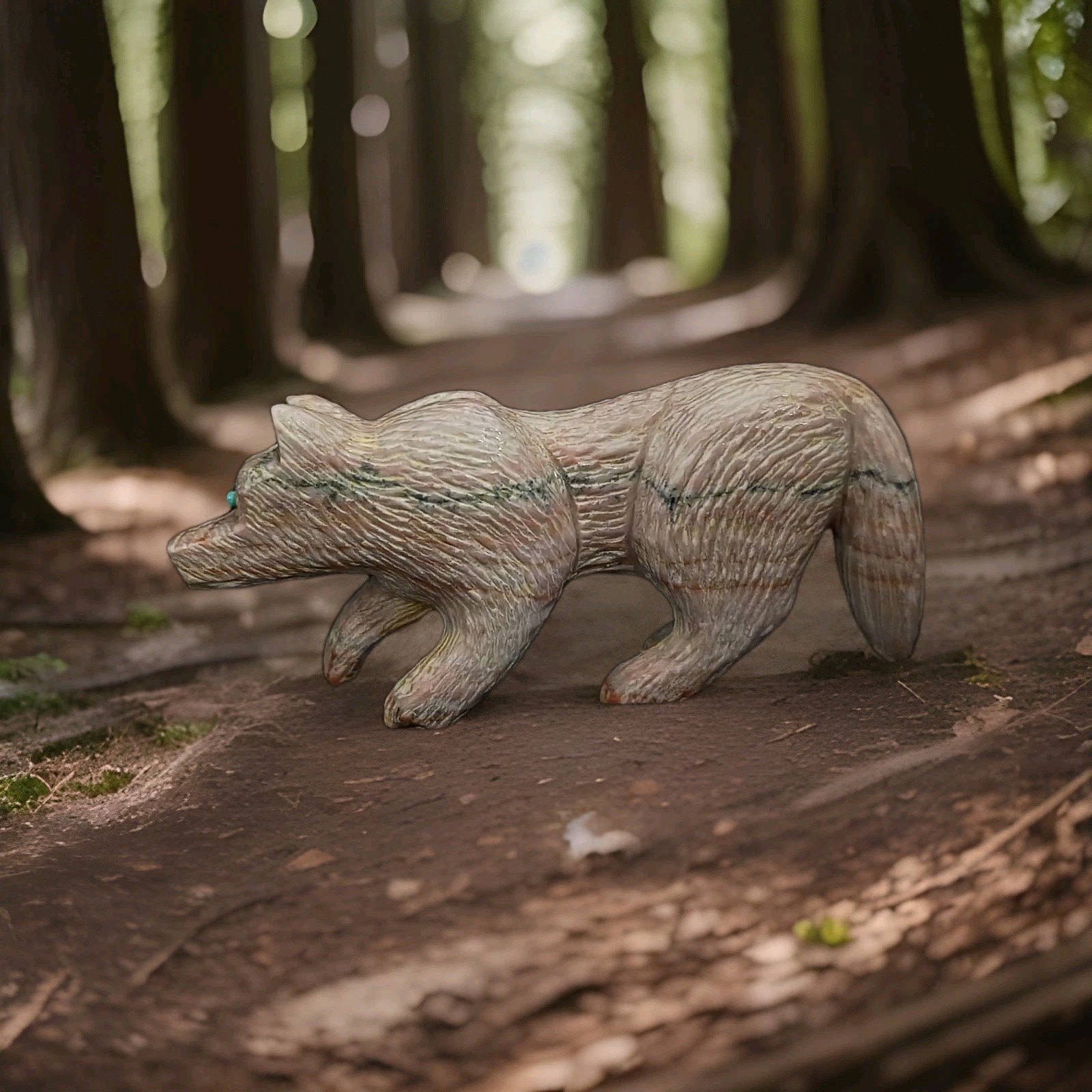 Ernie Mackel - Dolomite Wolf - Zuni Fetish - Native American - Stone Carving