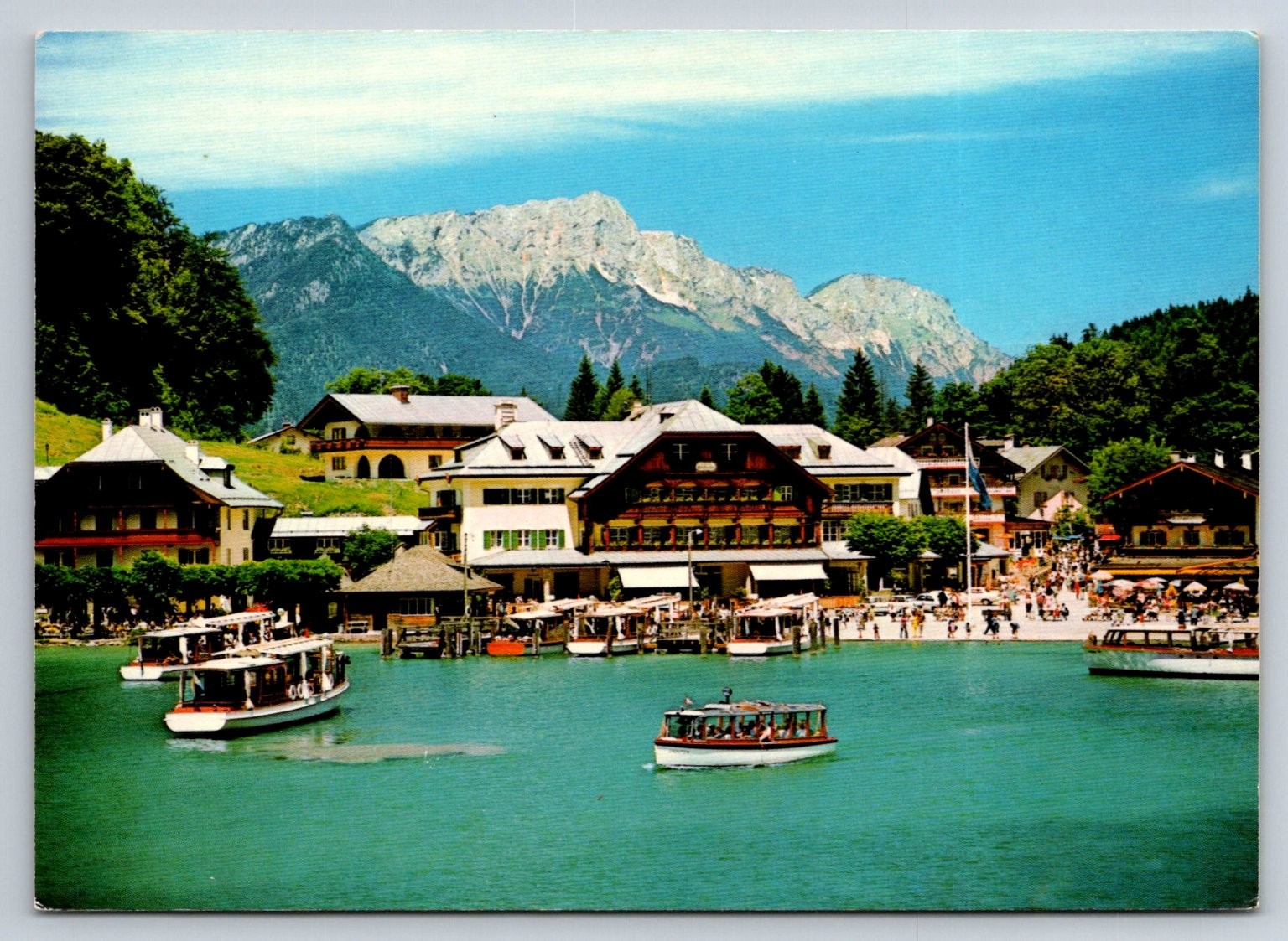 Königssee Seeplatz Untersberg Mountain Scenic Lake Boats Postcard Germany