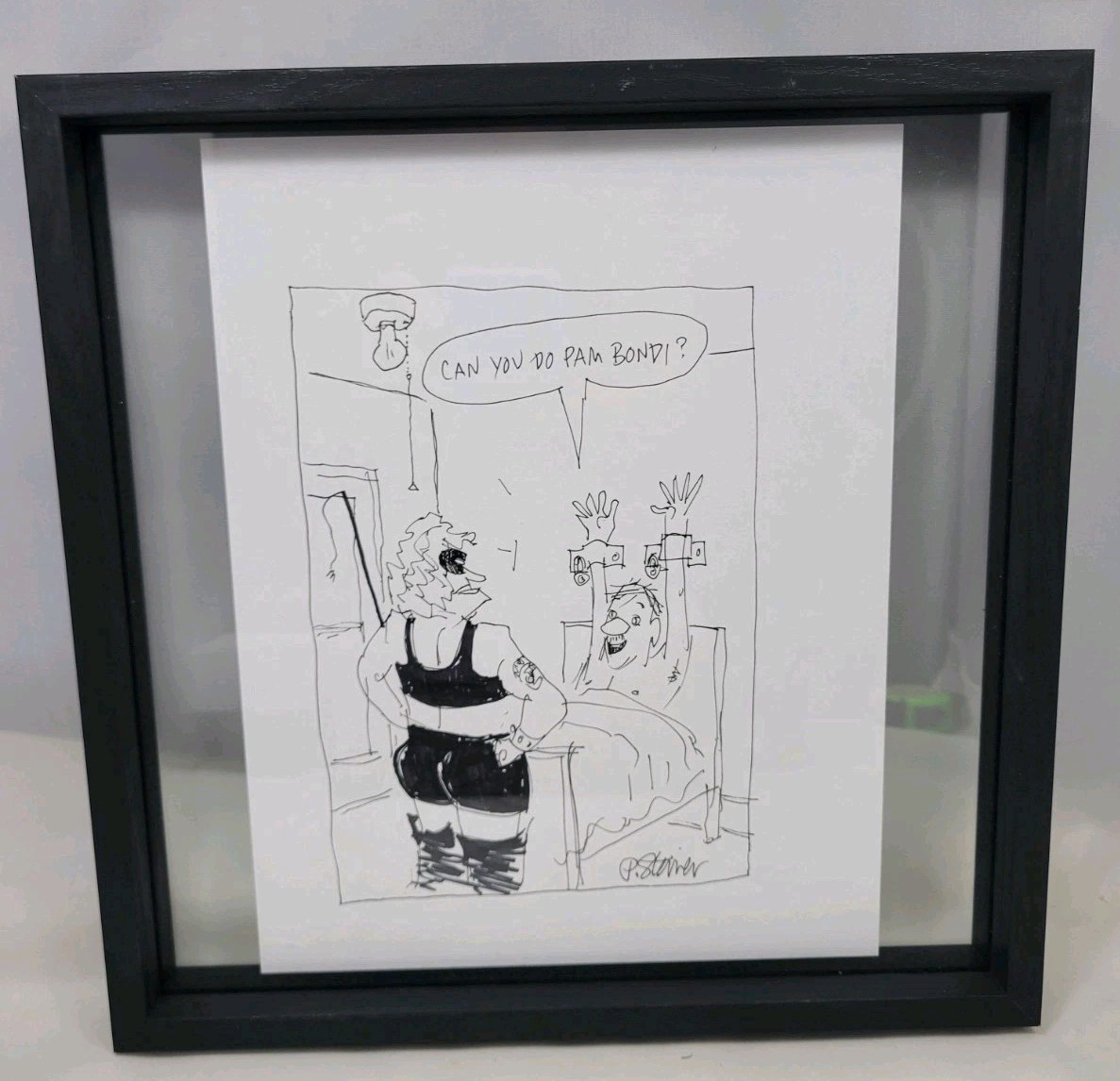 Original Peter Steiner Signed Political Cartoon Art Hand Drawn Pam Bondi Satire Original Peter Steiner Signed Political Cartoon Art Hand Drawn Pam Bondi Satire