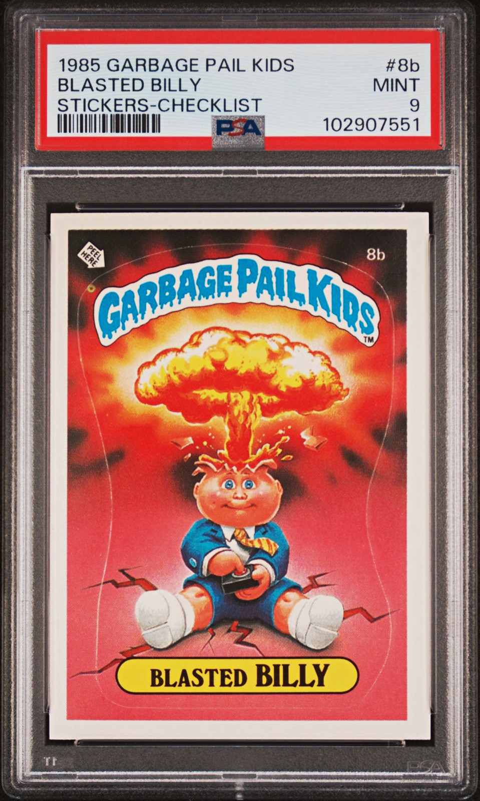 1985 Garbage Pail Kids Season 1 Blasted Billy #8b PSA 9 (Checklist) Sticker