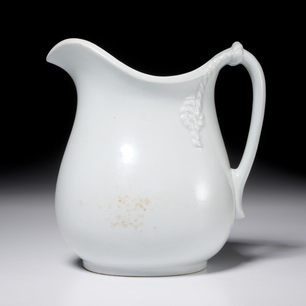 Burgess Burslem English Pottery Antique White Ceramic Wash Pitcher Jug 9.25\
