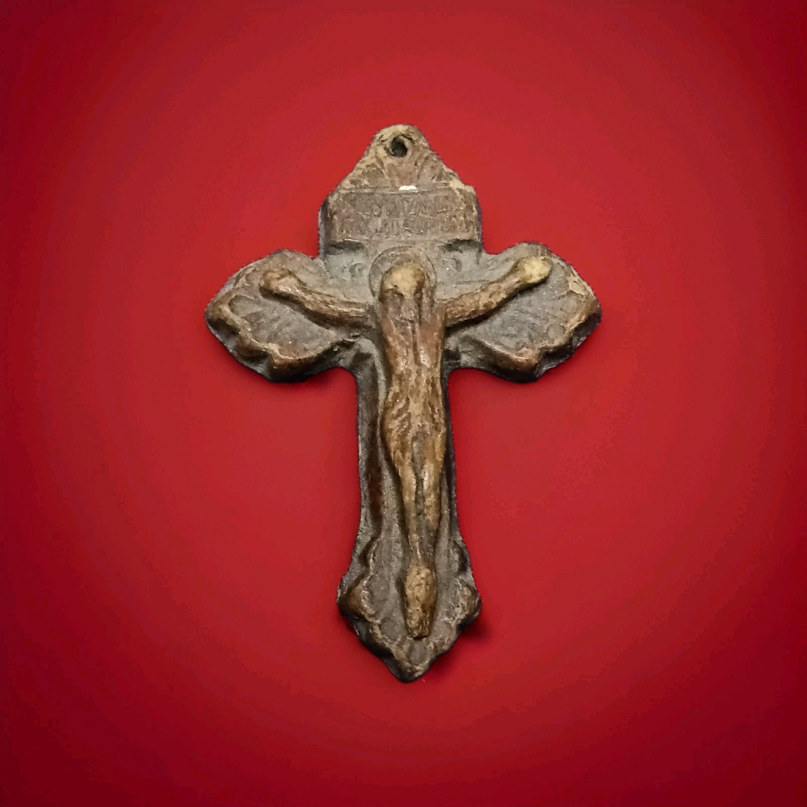 Antique Wooden Crucifix Survivor Piece Inscribed Hand Carved 19th Century Relic