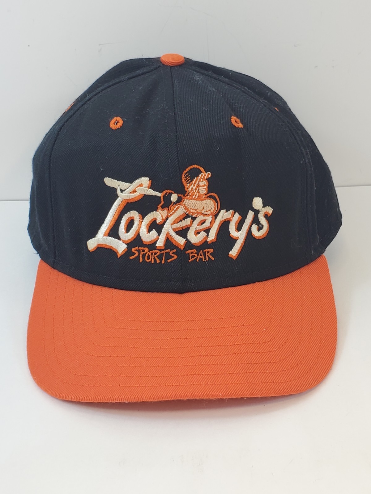 Vintage Lockerys Sports Bar Snapback DeLong Med-LG Oarnge And Blue Baseball Cap Vintage Lockerys Sports Bar Snapback DeLong Med-LG Oarnge And Blue Baseball Cap