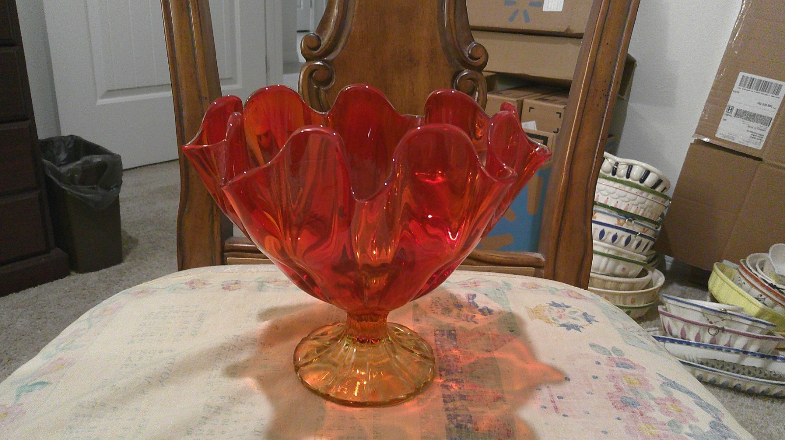 LARGE AMBERINA FOOTED CENTERPIECE BOWL APPROX. 8\