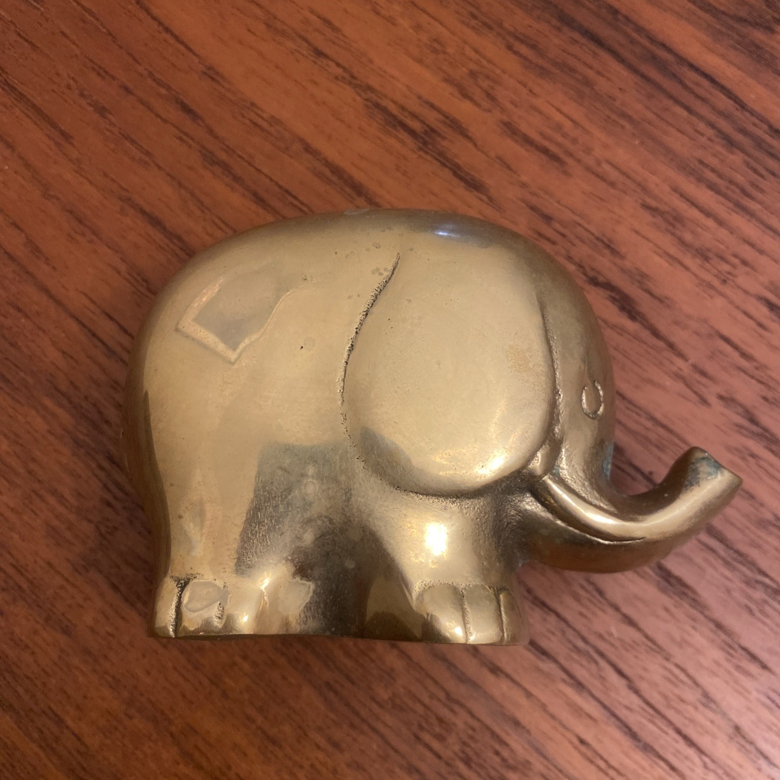 Vintage Small Chubby Solid Brass ELEPHANT Figurine Paperweight