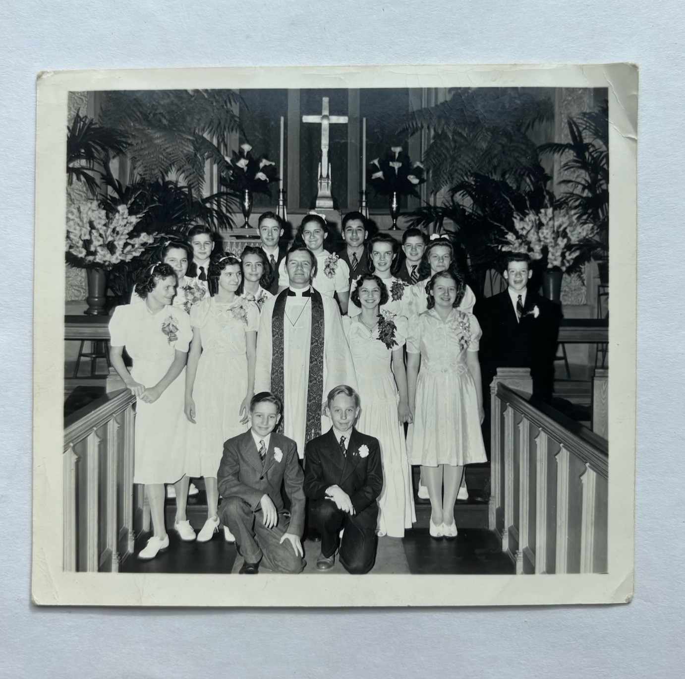 Vtg B&W Snapshot Immanuel Lutheran Church Philadelphia PA Confirmation Day