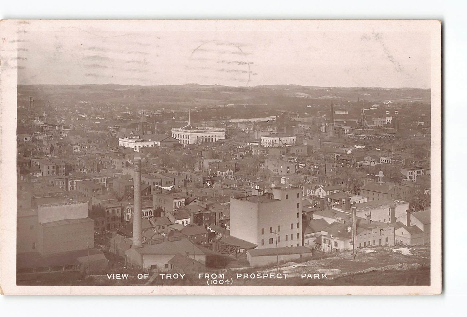 Troy New York NY RPPC Real Photo 1906 View of Troy From Prospect Park