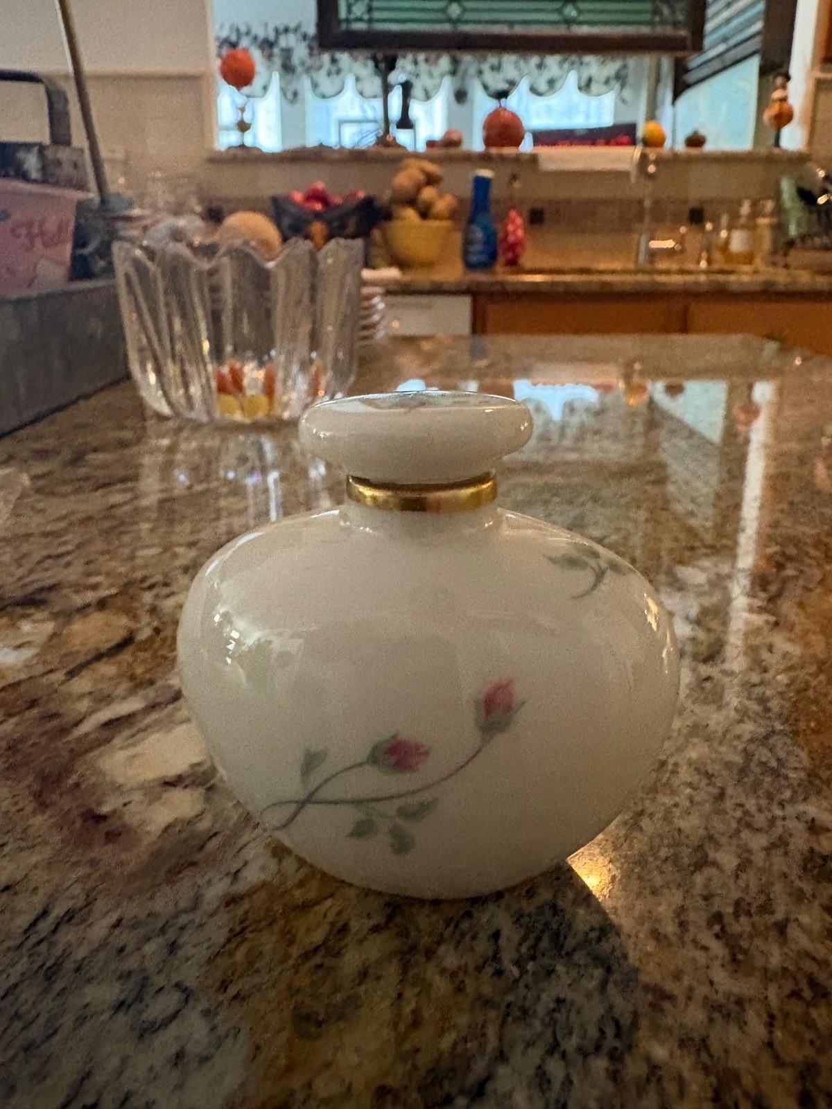 Vintage Lenox Rose Manor Petite Perfume Bottle Pink Rosebuds 24K Gold Trim