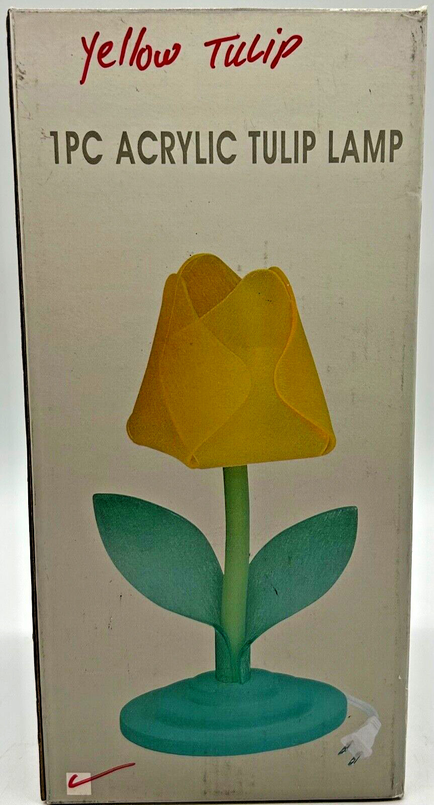 New Yellow Tulip Acrylic with Green Base Figurine Table/Desk/Shelf/Night Lamp