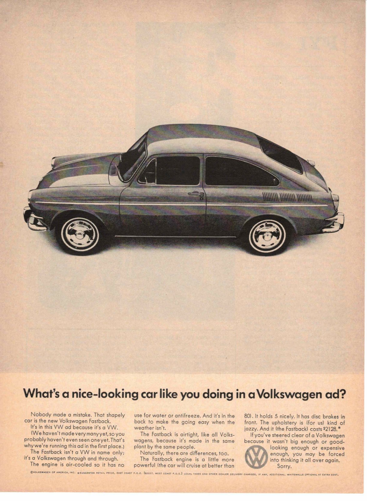 Vintage 1966 Volkswagen VW Nice Car Like You Fastback