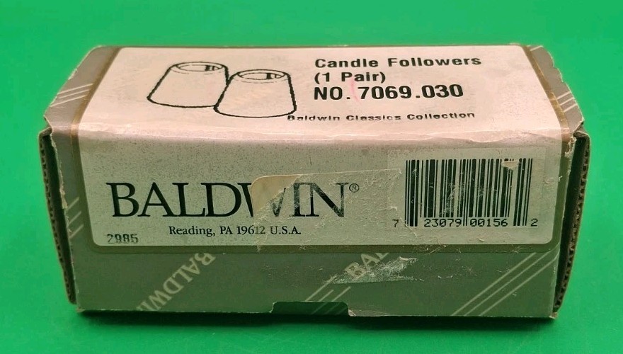 Vintage Baldwin Brass Candle Follower 7069 .030 Set of 2 Open Box New