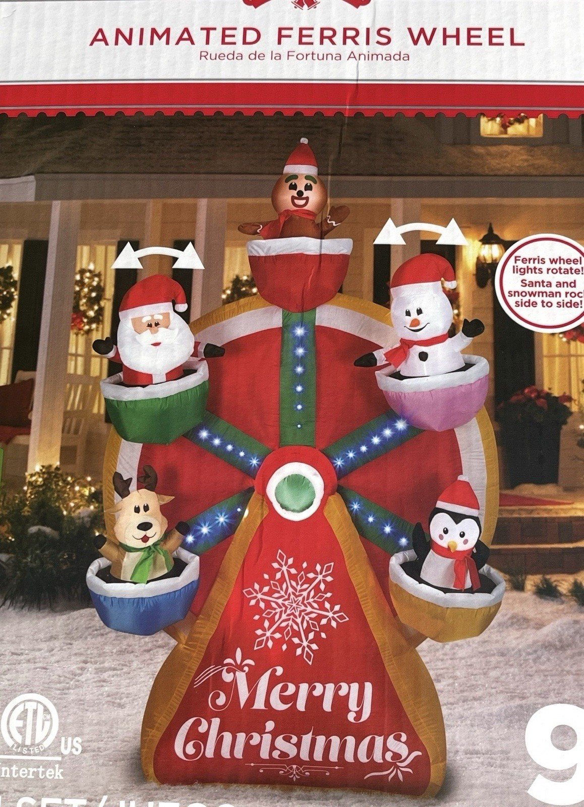NEW 2021 GEMMY 9’ ANIMATED Lighted Christmas Ferris Wheel inflatable Airblown