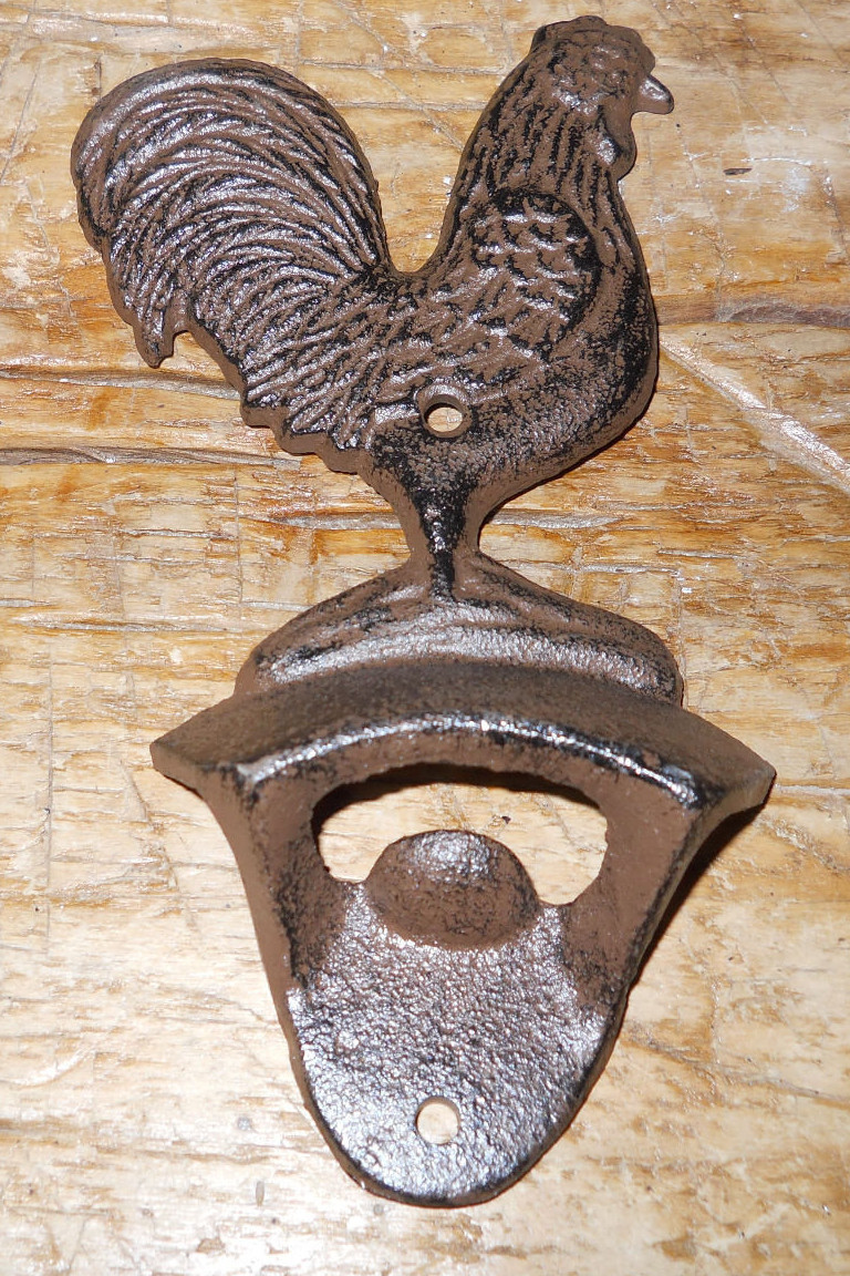 1 Cast Iron ROOSTER Bottle Opener Country Beer / Soda Opener CHICKEN