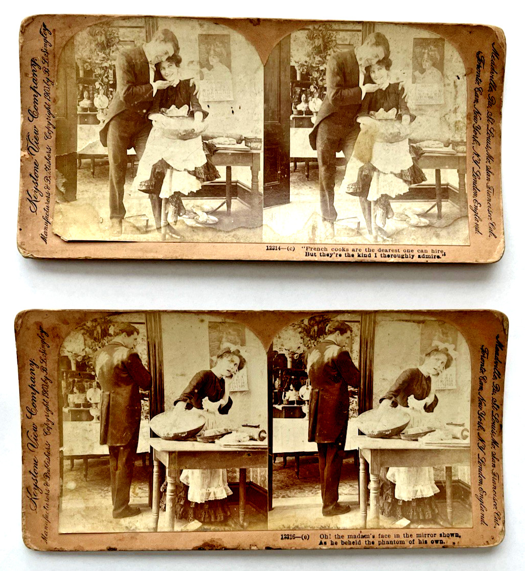 Lot of 2 Keystone View Company French Cook & Madam\'s Face