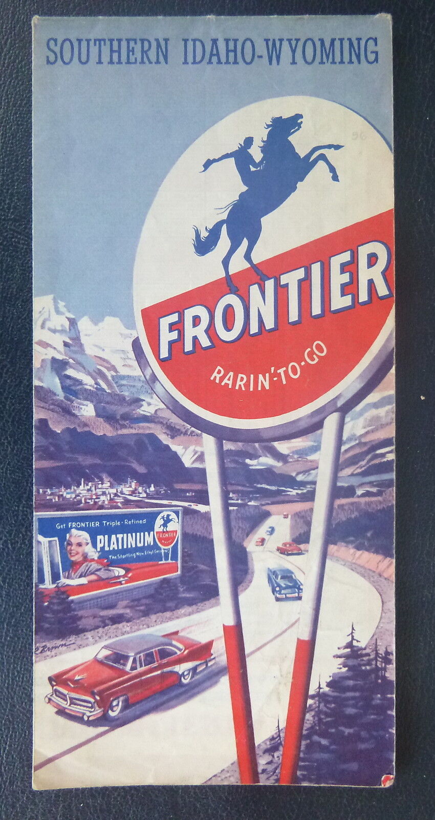 1957 Southern Idaho Wyoming  road map Frontier oil  gas