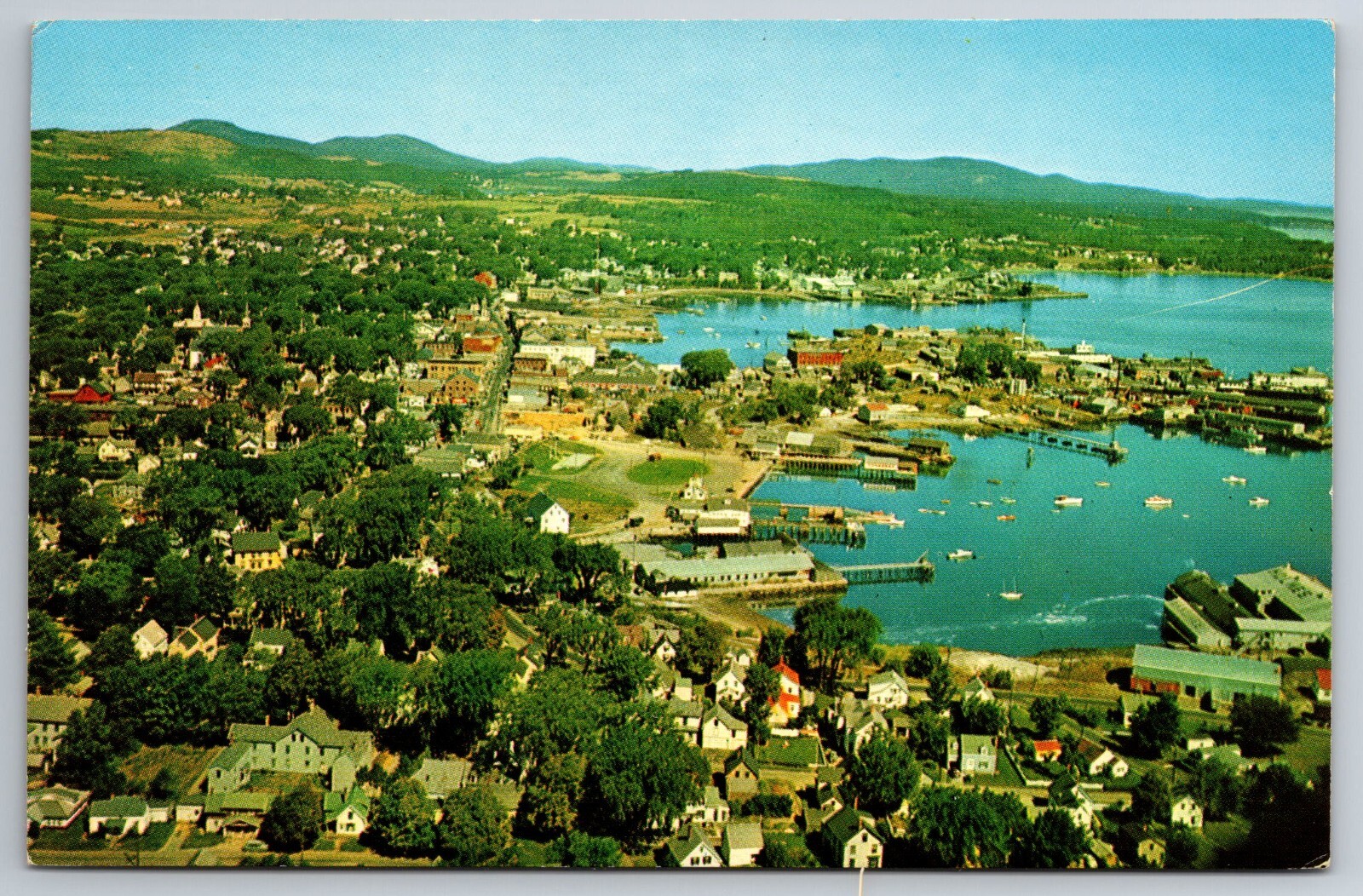 ME, Rockland, Aerial View, Docks, Vintage Postcard