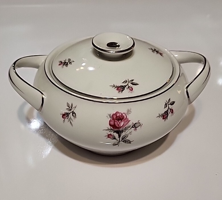 Rose Chintz By Meito Sugar Bowl  Pink Rose Made In Japan