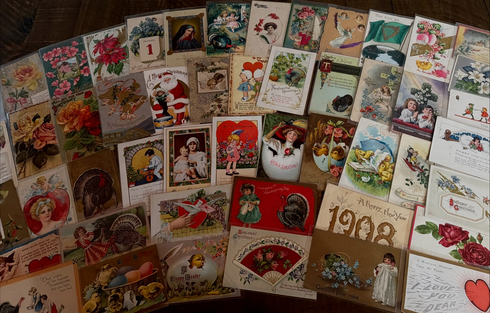 Lot of 60~1900s~Holiday Greeting Postcards~Xmas~Easter~Valentine~Santa~etc.~s614