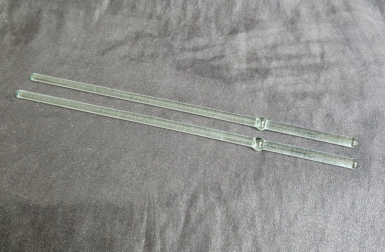 2 Vtg Solid Glass Martini Cocktail Pitcher Stirrers 11.25\