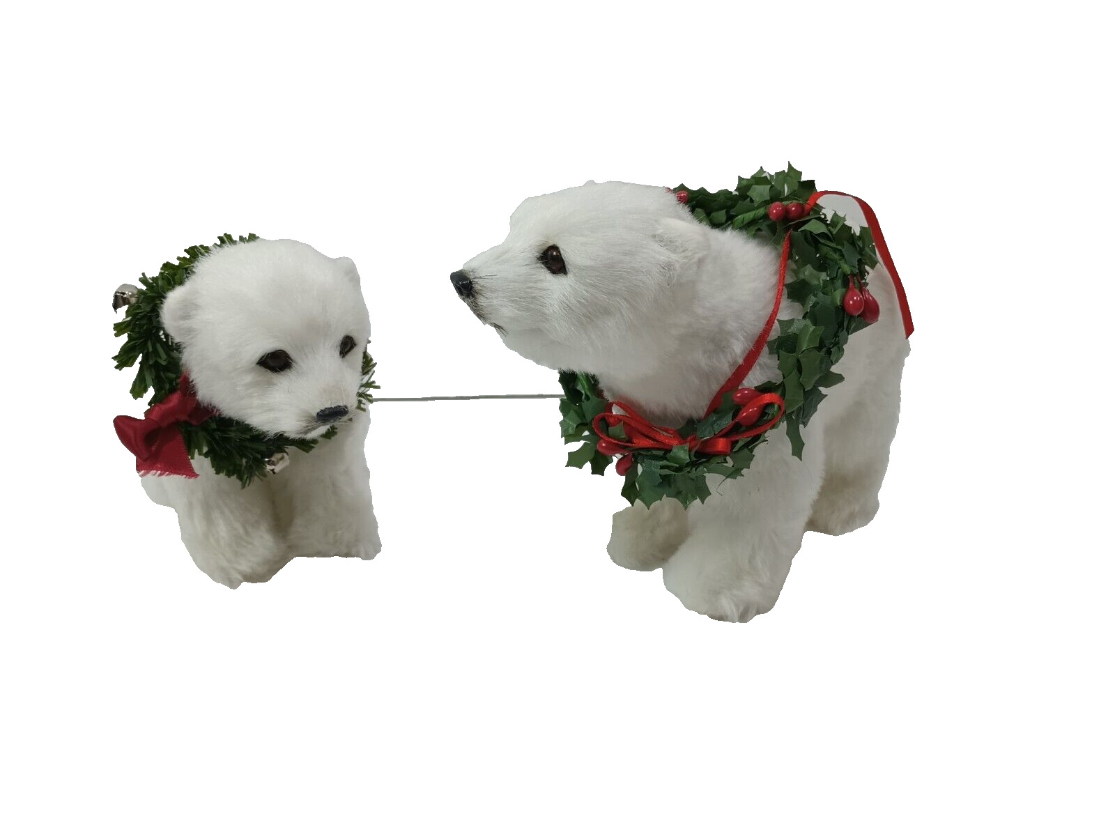 Byers Choice White Polar Bears - Lot of 2 with Christmas Holiday Wreath 2012/13