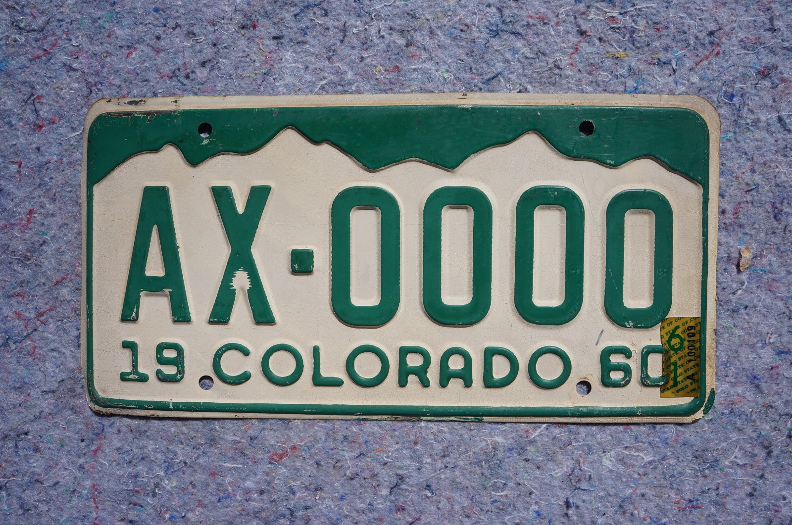1960 1961 COLORADO Sample License Plate 1960 1961 COLORADO Sample License Plate
