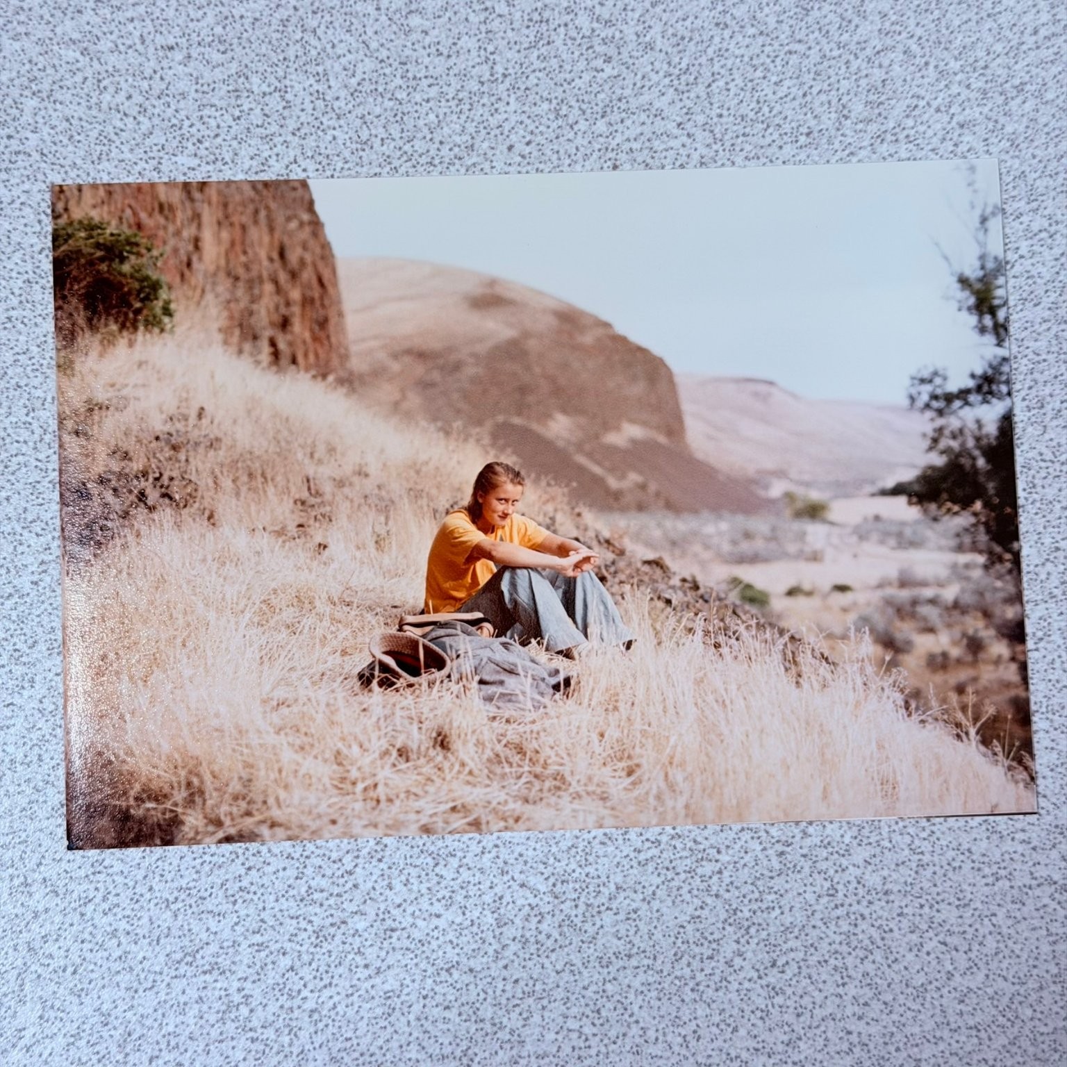 Woman Outdoors 1970s Snapshot Photograph Landscape Hills Nature