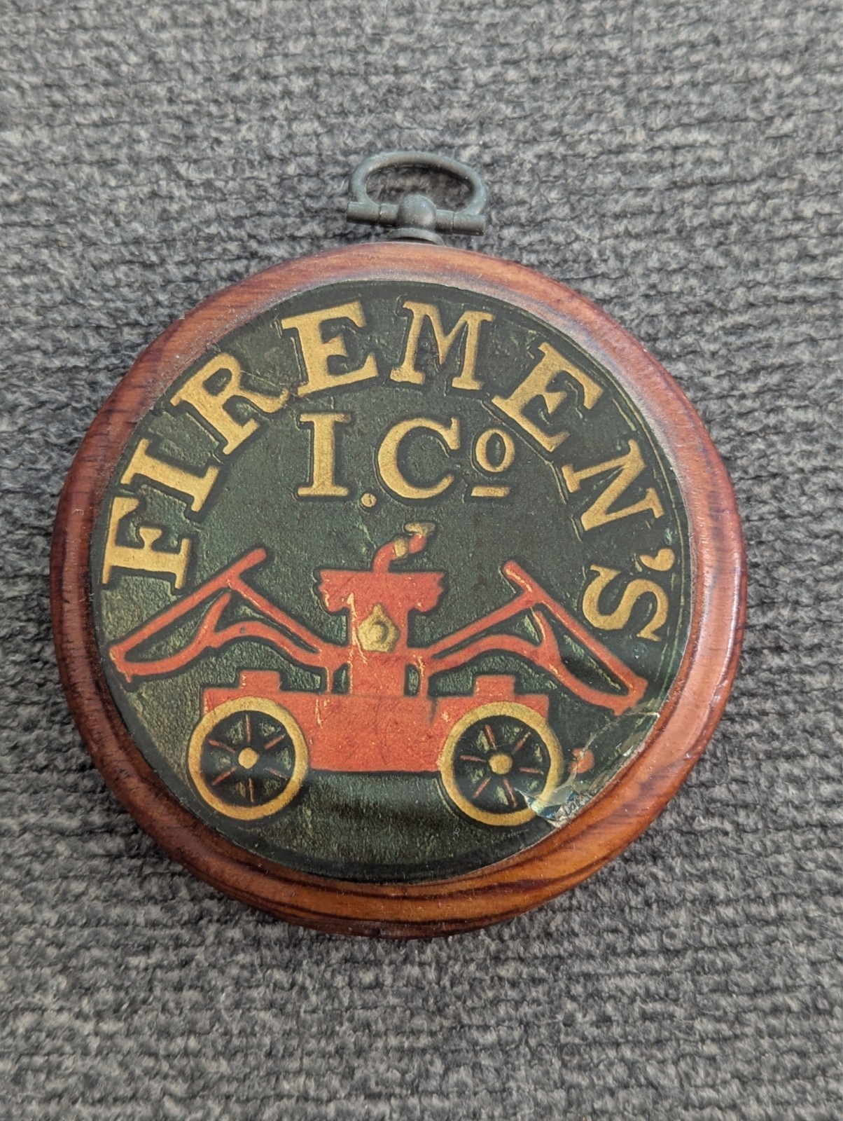Vintage Firemen\'s Insurance Co Wood Plaque Fire Mark Decal Sign Replica Wall Art