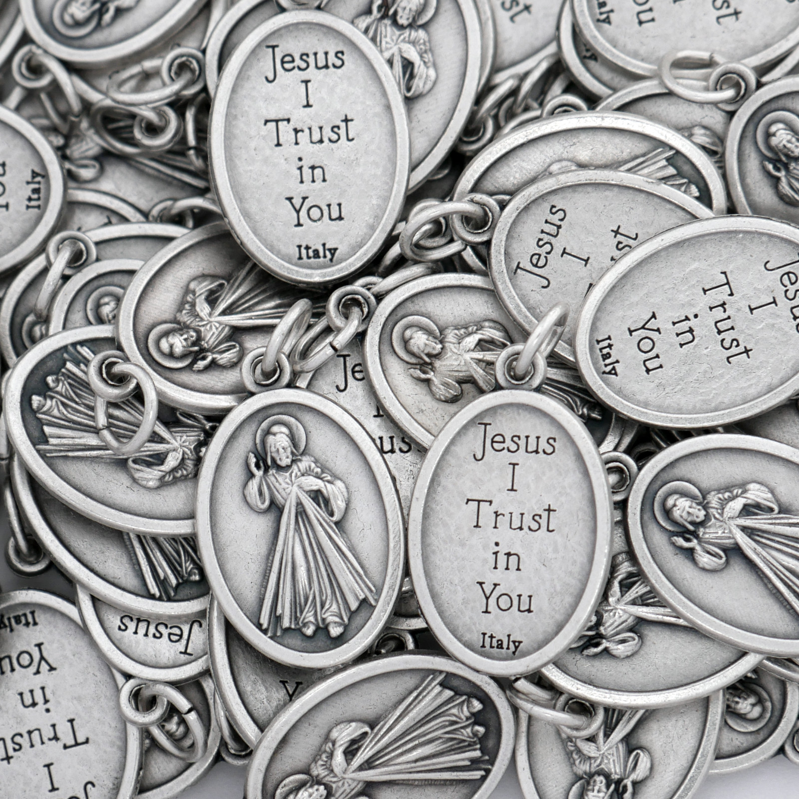 100 Divine Mercy Medals Bulk Silver Plated Made in Italy — Catholic Gifts 100 Divine Mercy Medals Bulk Silver Plated Made in Italy — Catholic Gifts