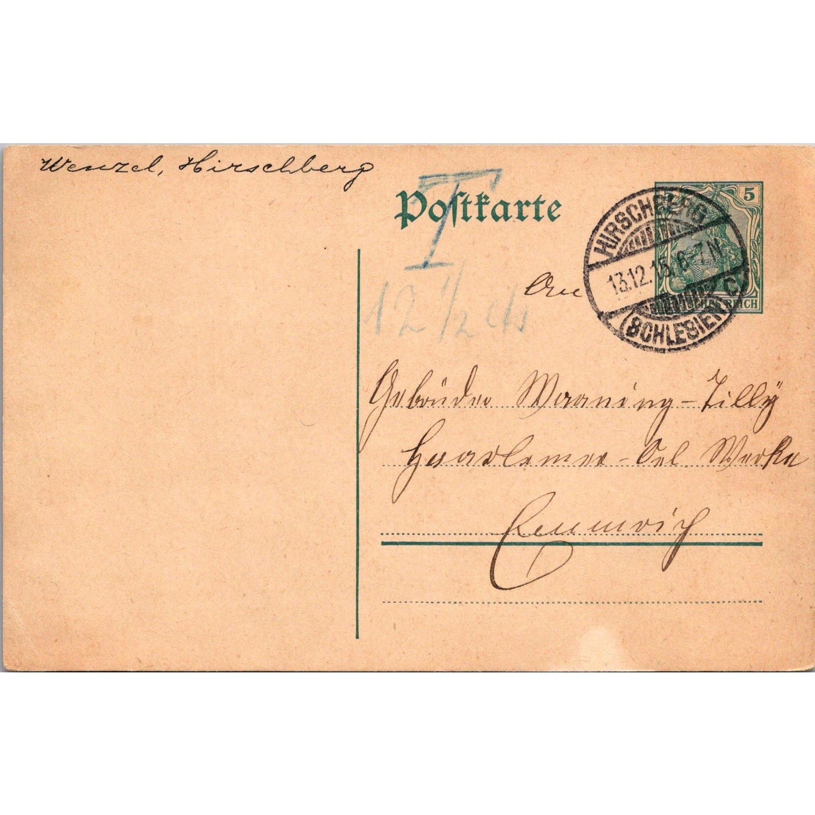 Wenzel Hirschberg 1915 German Reich Postcard P5-11