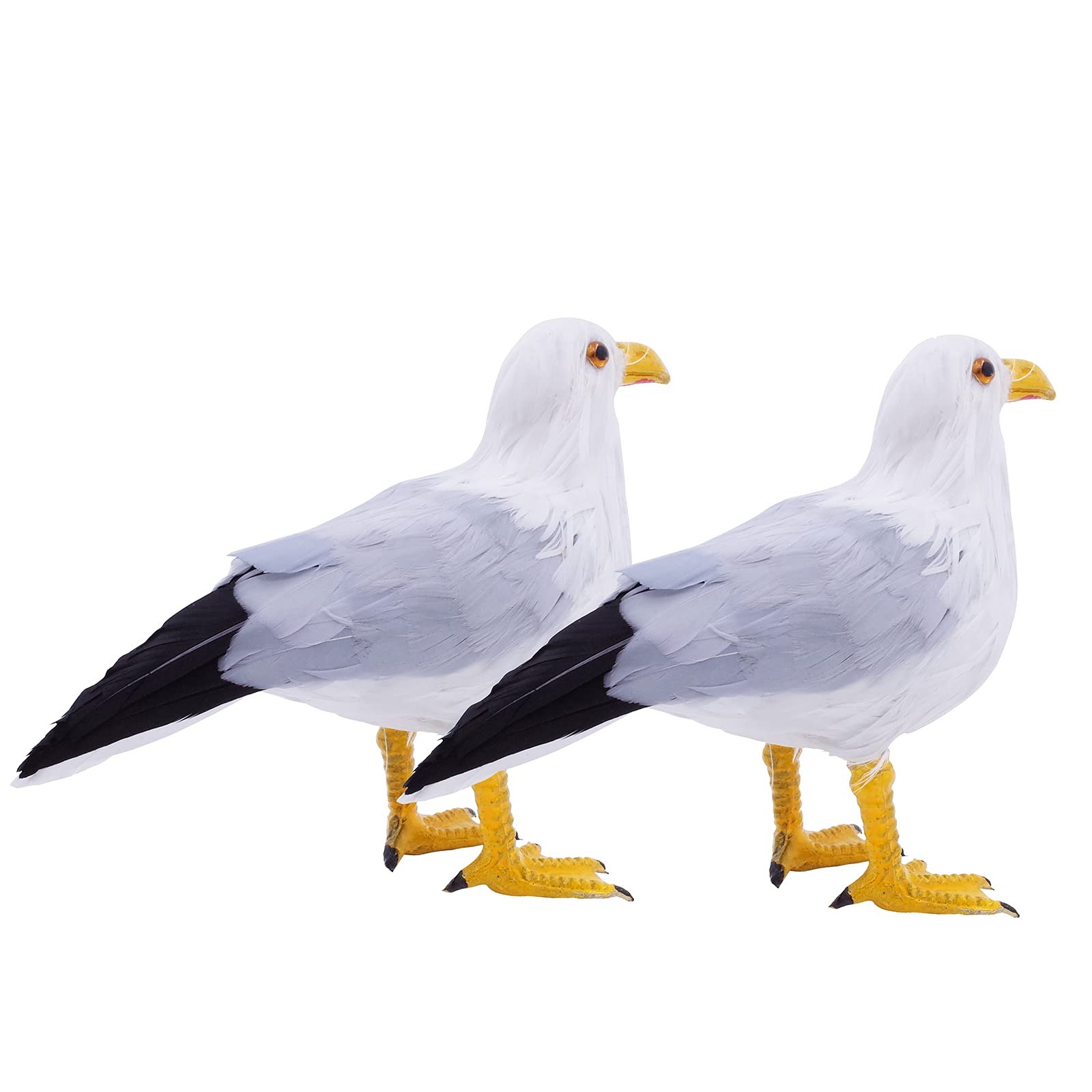 Etistta 2PCS Realistic Seagull Life Like Feathered Sea Gull Handmade 10 inch