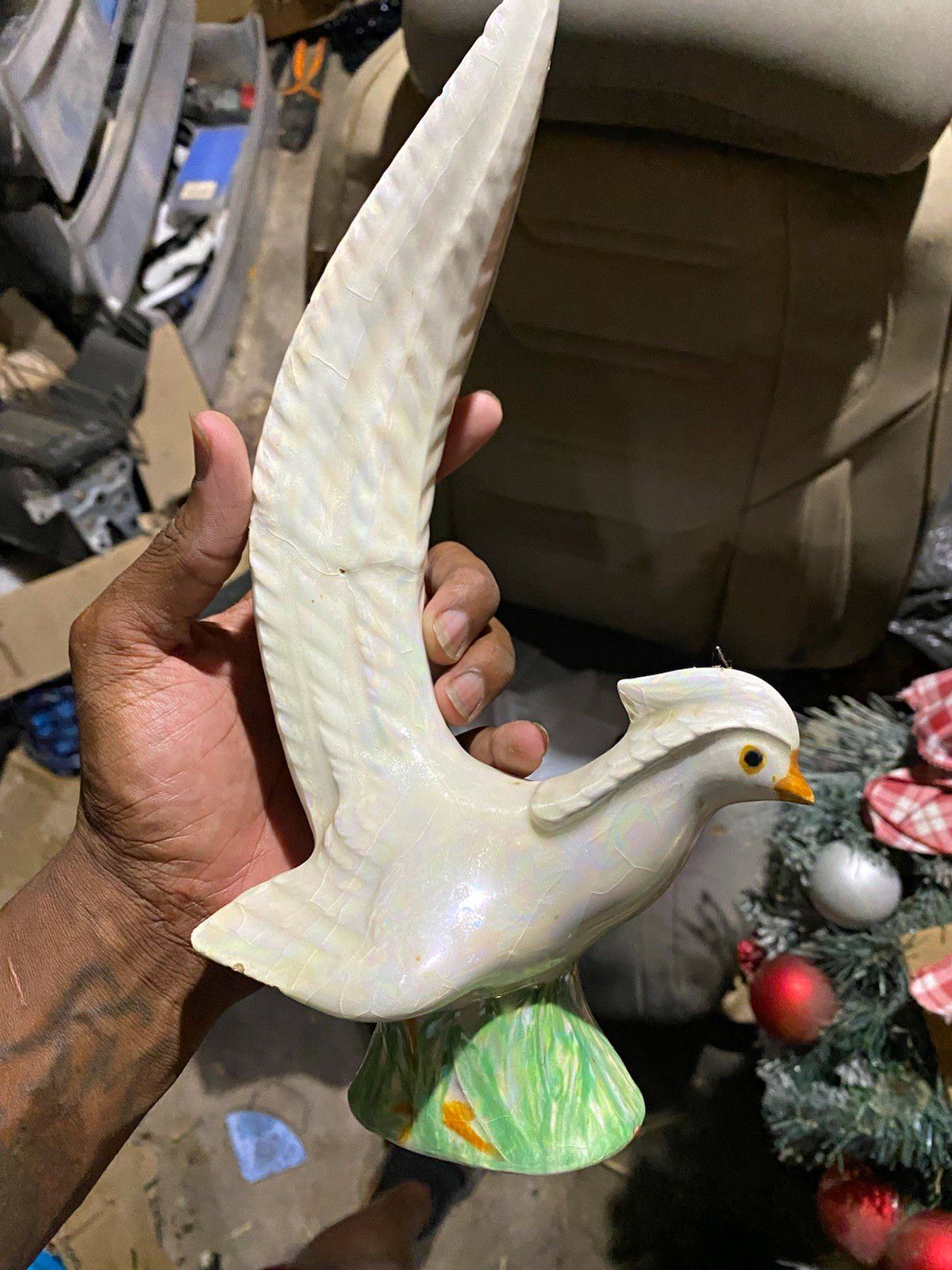 Vintage Hollohaza Porcelain Seagull Figurine Iridescent Glazed Finish lot of 2