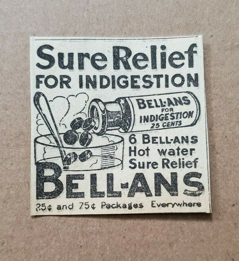 Bell-ans For Indigestion Advertisement Ad New York American Newspaper July 1926 Bell-ans For Indigestion Advertisement Ad New York American Newspaper July 1926