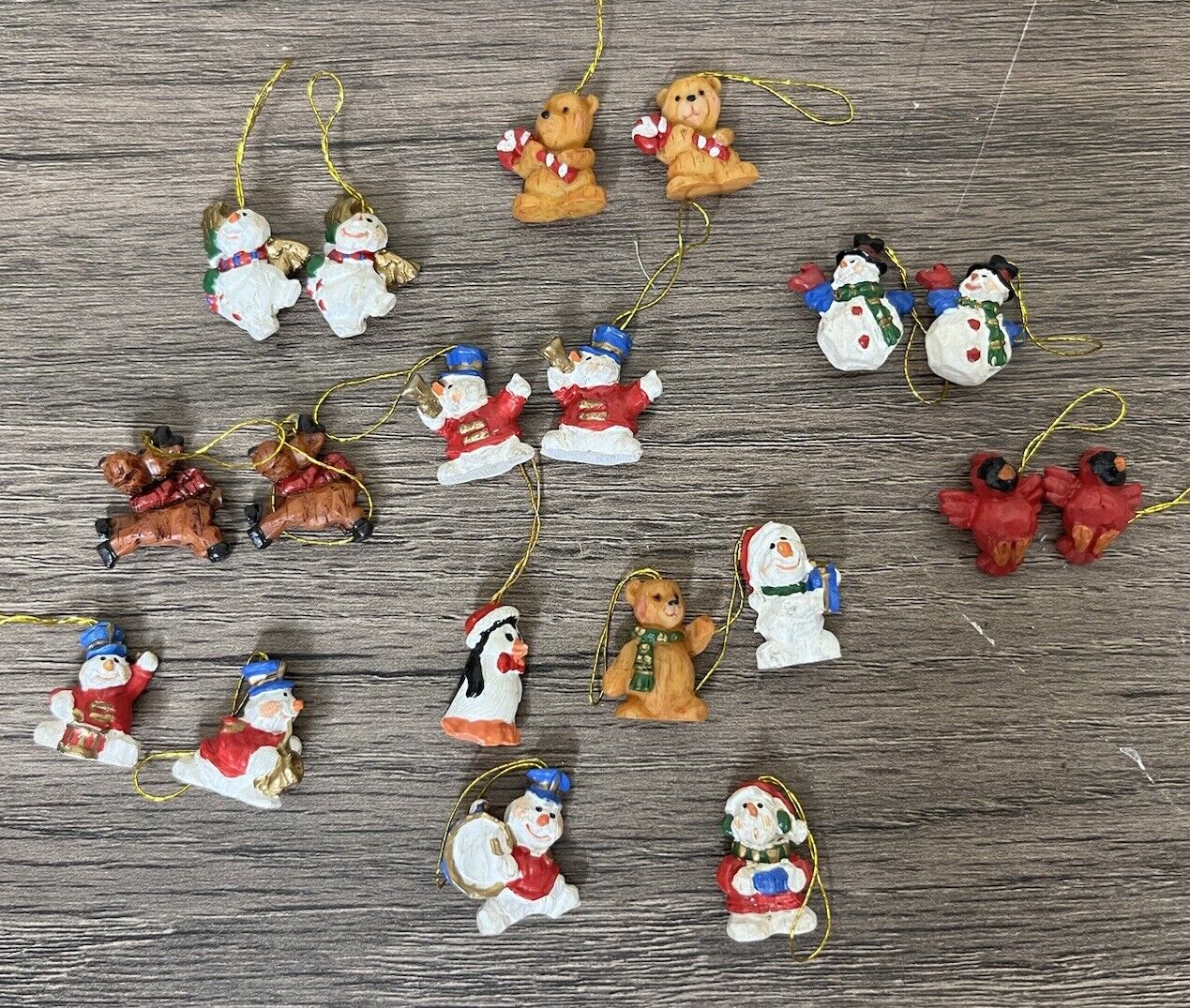 Miniature Christmas Tree Ornaments Set Of 19 Mini Snowmen Cardinal Reindeer Bear