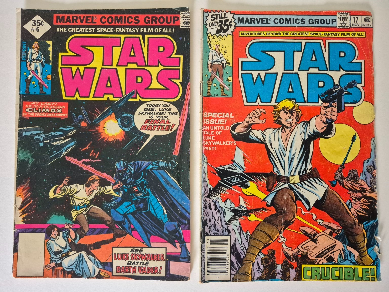 Vintage Marvel Star Wars Comic Lot #6 Reprint + #17 1977 1978 Bronze Age