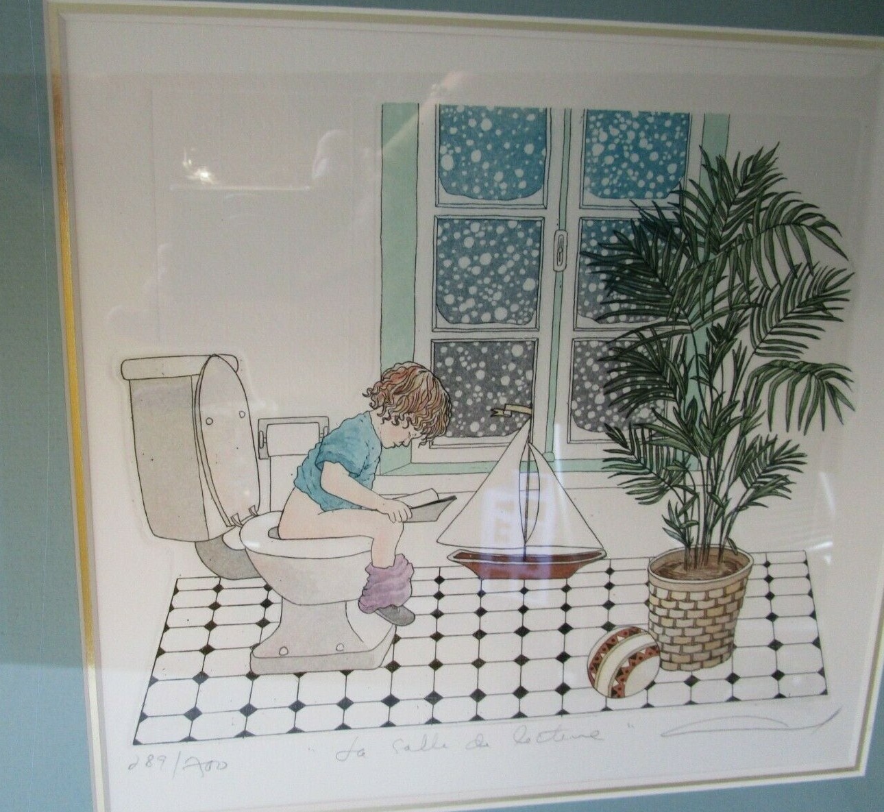 Vtg Artist Signed Framed PRINT 289/700 La Salle De Lecture \