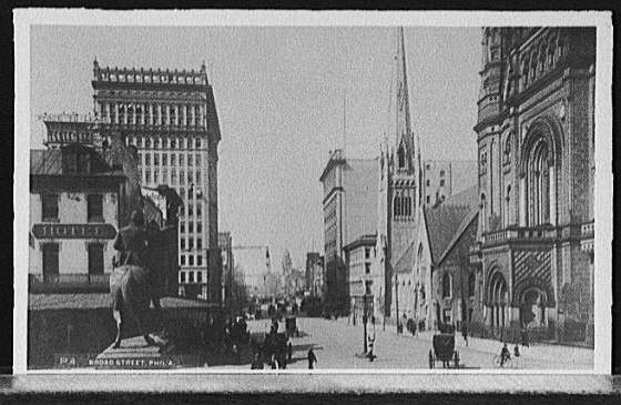 Philadelphia PA Broad Street 1900s Churches Commercial Buildings Sculpture