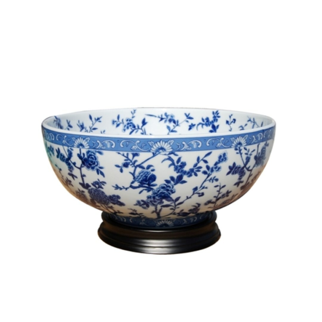 Oriental Blue and White Porcelain Floral Motif Bowl 14\