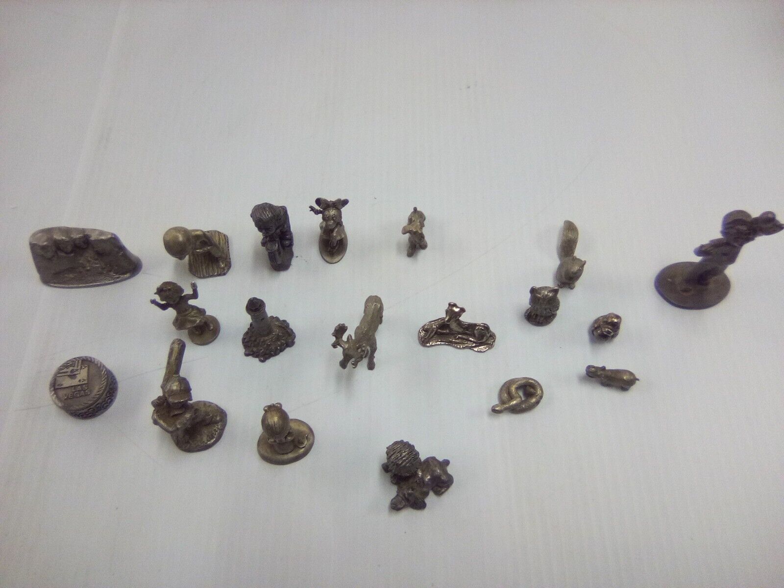 Lot Of 19 Pewter Silver Metal Statue Pewter Figurine Animals And People 