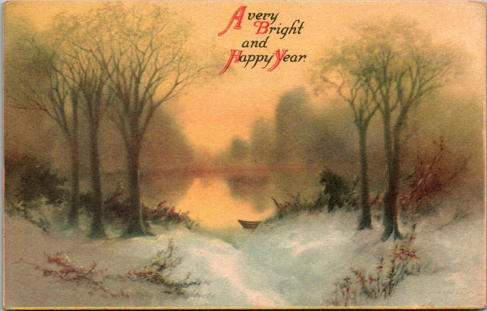 Vintage Postcard A Very Bright and Happy Year Greeting 