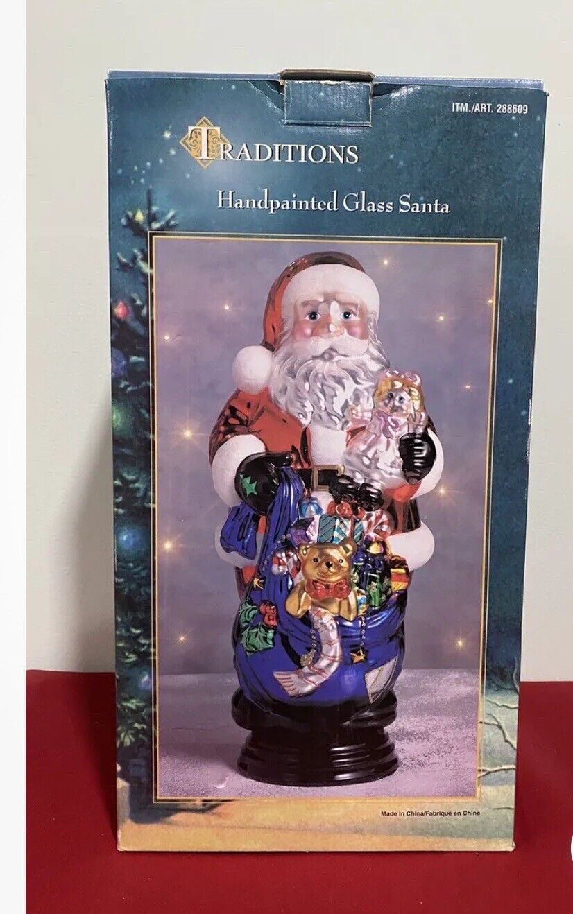 Traditions hand painted glass Santa 18\