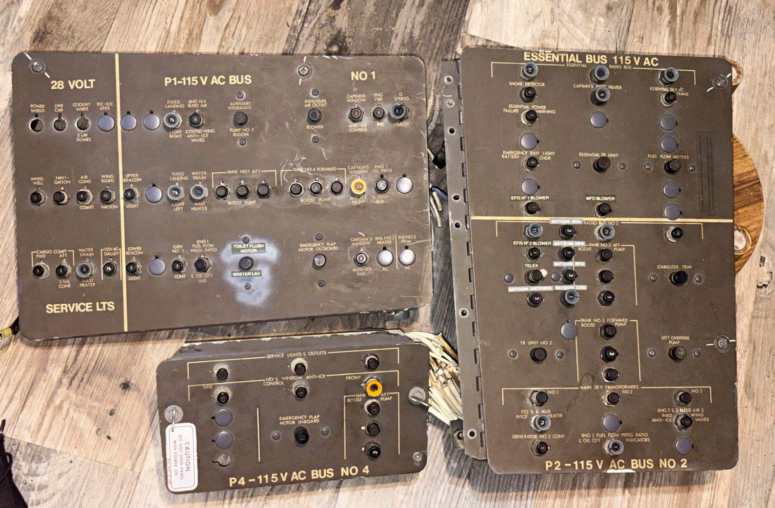 Vintage Boeing 727 Cockpit Electrical Panels Set 3-Piece P1 P2 P4 Flight Sim