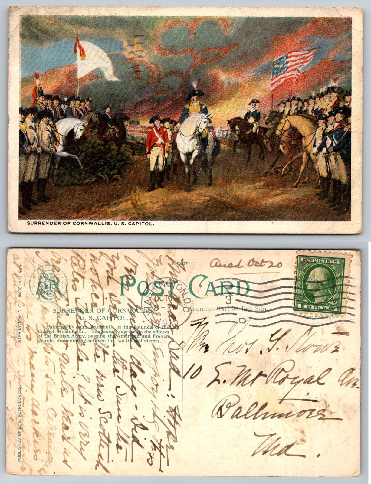 Surrender of Cornwallis US Capitol Painting American Revolutionary War Postcard Surrender of Cornwallis US Capitol Painting American Revolutionary War Postcard