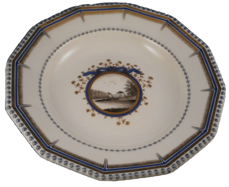 Nymphenburg Porcelain King\'s / Pearl Service Scenic Soup Plate Porzellan Teller Nymphenburg Porcelain King\'s / Pearl Service Scenic Soup Plate Porzellan Teller