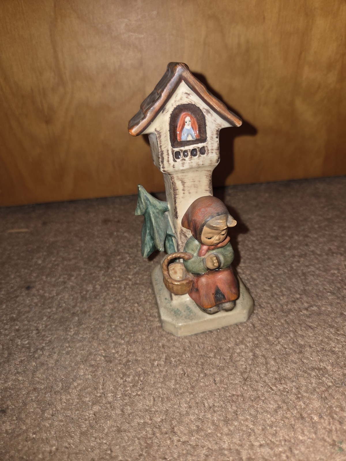 Vintage M.J. Hummel Worship Girl Praying In Front Of Tower Figurine 5\